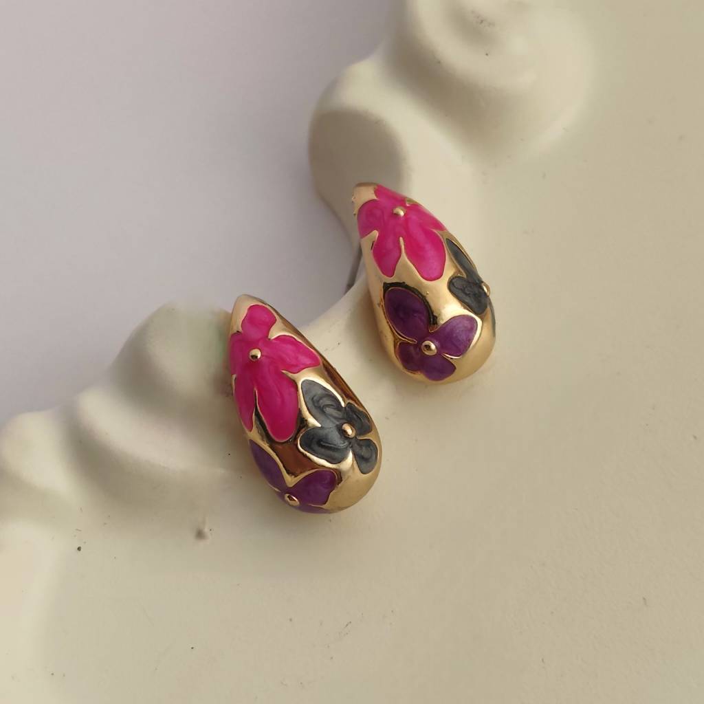 گوشواره استیل دخترانه طرح باغ گل برجسته