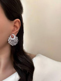 مجموعه گوشواره زنانه مجلسی پایه پیچ نقره