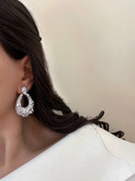 مجموعه گوشواره زنانه مجلسی پایه پیچ نقره