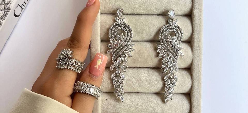 گوشواره زنانه مجلسی پرکار کالکشن کوالیتی