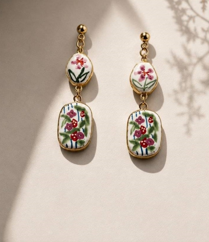 گوشواره دخترانه وارداتی طرح تمام سرامیکی برند Zara