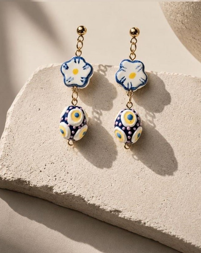 گوشواره دخترانه وارداتی طرح تمام سرامیکی برند Zara